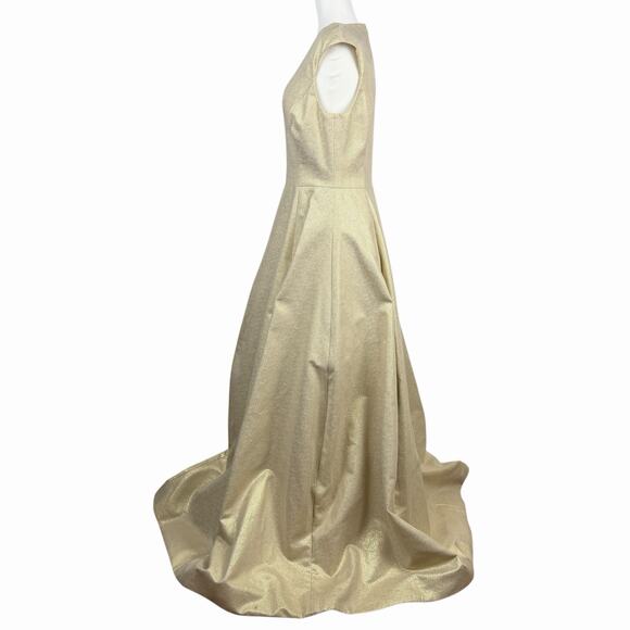 HALSTON Heritage Silk Gold Metallic Evening Gown Dress 6 Special Event Wedding - Picture 8 of 16